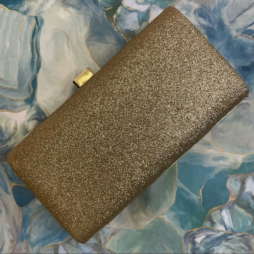 NWT La Regale Gold Clutch with Chain